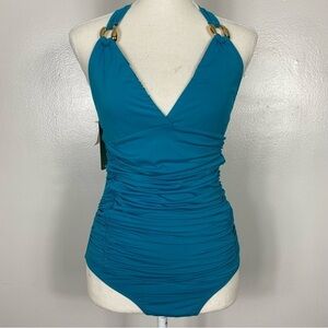 Sauipe “Valentina” one piece ruched halter swimsuit